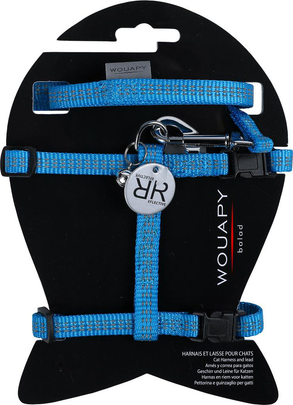 Comparer les prix de Harnais Chat – Wouapy Protect harnais + laisse bleu