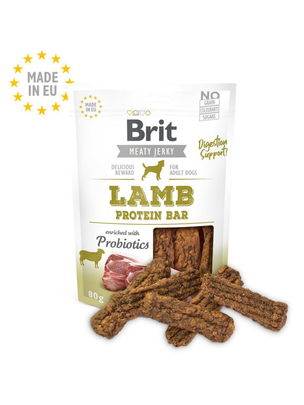 Meilleurs prix pour Friandises Chien – Brit Meaty Jerky Snack Lamb protein bar – 80 gr