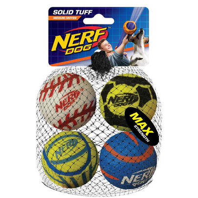 Comparer les prix de Jouet Chien – Nerf Balle de Tennis coloris bleu – Taille S – x4