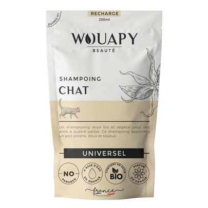 Comparer les prix de Hygiène Chat – Wouapy Recharge Shampooing Universel – 250 ml