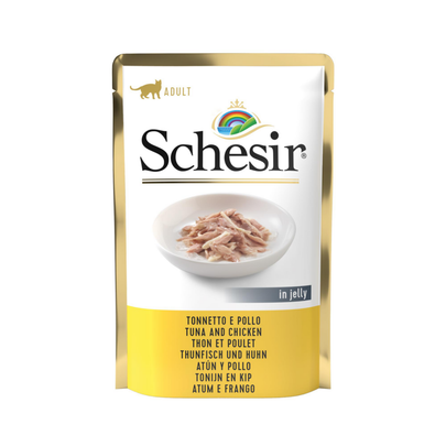 Comparer les prix de Sachet Chat - Schesir Thon et filets de poulet en gelée - 85 gr