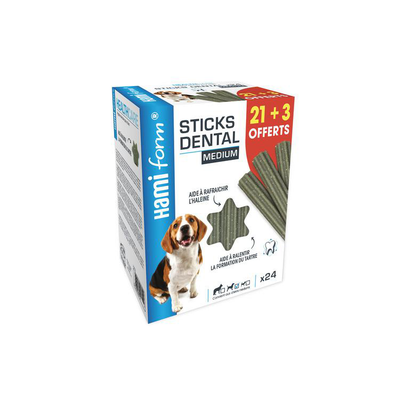 Comparer les prix de Friandises Chien - Hamiform Dental Sticks - Medium x 24