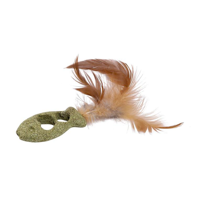 Meilleurs prix pour Jouet Chat - Wouapy Poisson à plumes avec Matatabi et Herbe à chat Beige - 12 x 3 x 1