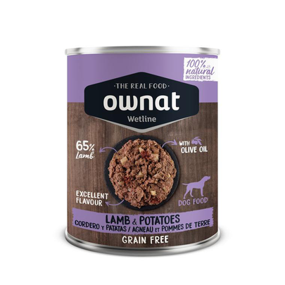 Comparer les prix de Boîte Chien – Ownat Wetline Agneau et Pommes de terre 400 gr