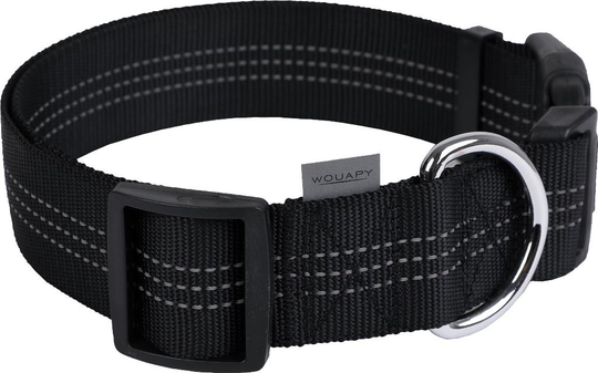 Meilleurs prix pour Collier Chien - Wouapy Collier nylon Protect Noir - 50/77 x 4 cm