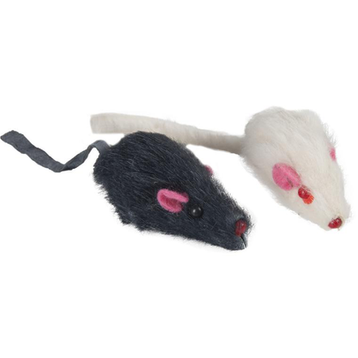 Comparer les prix de Jouet Chat - Flamingo lot de 2 Souris Blanc et noir - 5 cm