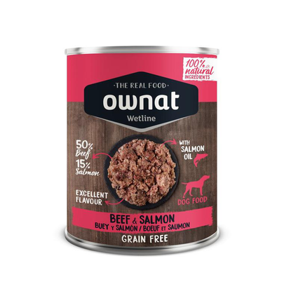 Comparer les prix de Boîte Chien – Ownat Wetline Bœuf et Saumon 400 gr