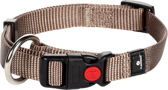 Comparer les prix de Collier Chien - Flamingo Collier nylon Ziggi S Taupe - 30/45 x 1,5 x 0,2 cm