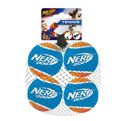 NERF DOG Lot de 4 balles de tennis Blaster - Pour chien