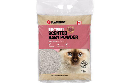 FLAMINGO-Flamingo Litière Chat Agglomérante Bentonite Poudre Bébé – 12 kg