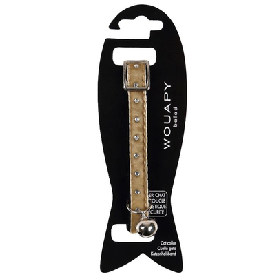 Meilleurs prix pour Collier Chat - Wouapy Collier Galon velours strass Beige - 21/31 cm