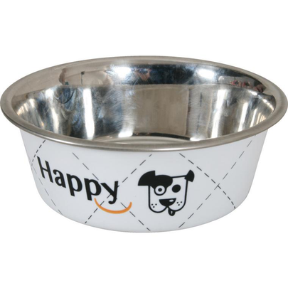 Comparer les prix de Écuelle Chien et Chat - Happy Zolux en inox blanc 14 cm – 0,4 l
