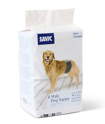 Comparer les prix de SAVIC-Savic Couches Pour Chien Mâle Jetables Coloris Noir - Taille L 53 - 76 cm x 12 couches