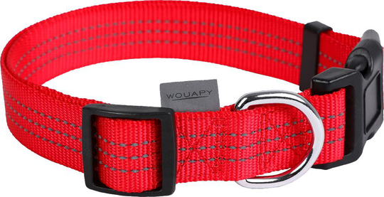 Meilleurs prix pour Collier Chien - Wouapy Collier nylon Protect Rouge - 25/40 x 1,5 cm